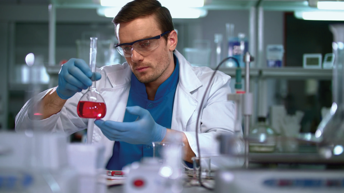 Scientist conducting marine bioactive research in a laboratory